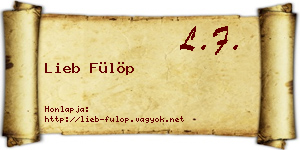 Lieb Fülöp névjegykártya